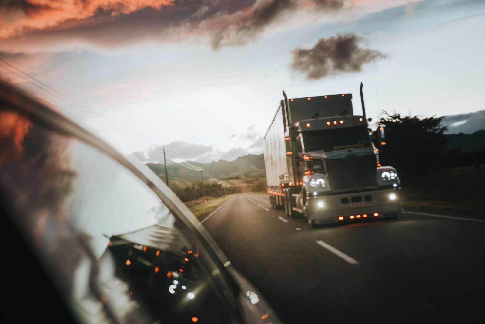 American semi truck on the interstate